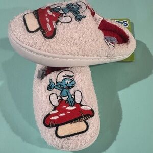 Smurf Unisex Kids Plush Slippers White Size 13/1 Medium New‎ With Tags